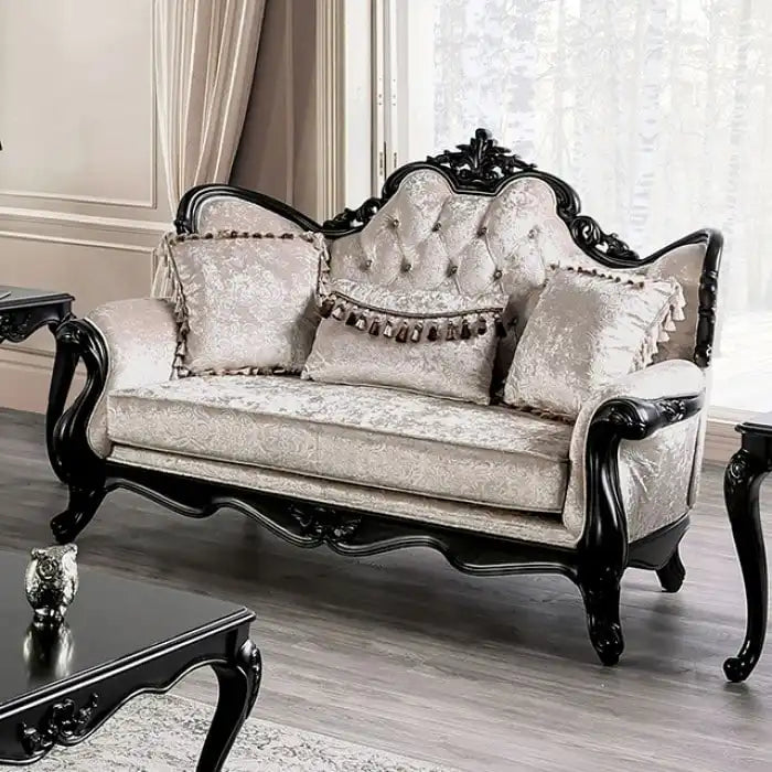 Traditional 2-Seater Loveseat with Button-Tufted Back and Accent Pillow