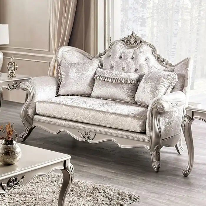 Traditional 2-Seater Loveseat with Button-Tufted Back and Accent Pillow