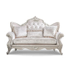 Traditionelles 2-Sitzer-Sofa mit Knopfheftung an der Rückenlehne und Dekokissen