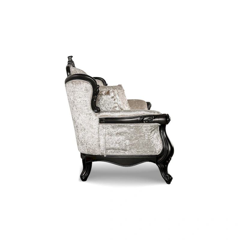Traditionelles 2-Sitzer-Sofa mit Knopfheftung an der Rückenlehne und Dekokissen
