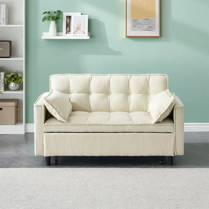 Corduroy Sofa Bed with Adjustable Back