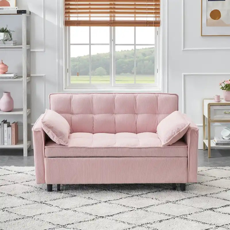 Corduroy Sofa Bed with Adjustable Back