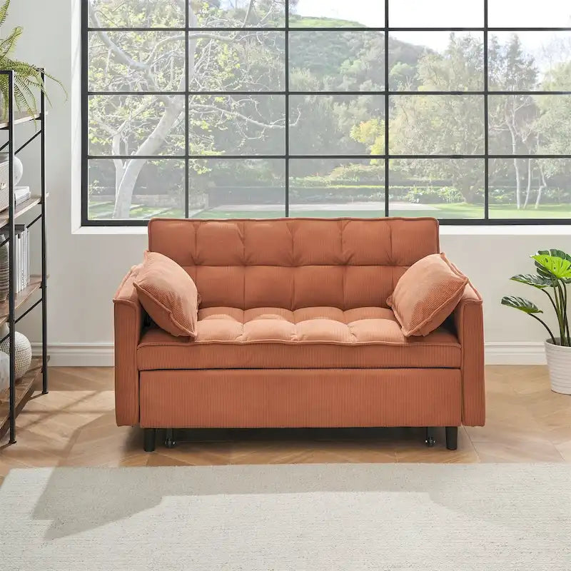Corduroy Sofa Bed with Adjustable Back