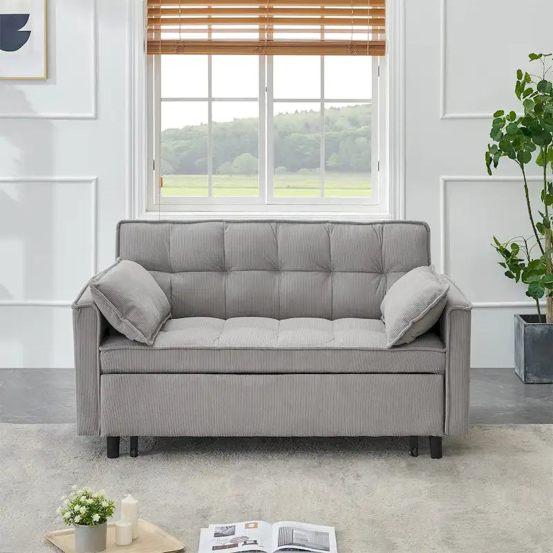 Corduroy Sofa Bed with Adjustable Back