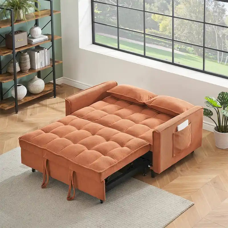 Corduroy Sofa Bed with Adjustable Back