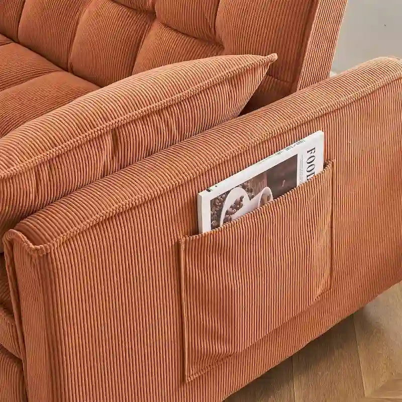Corduroy Sofa Bed with Adjustable Back