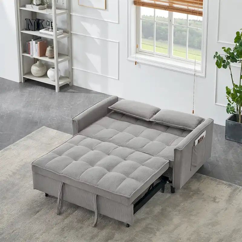 Corduroy Sofa Bed with Adjustable Back