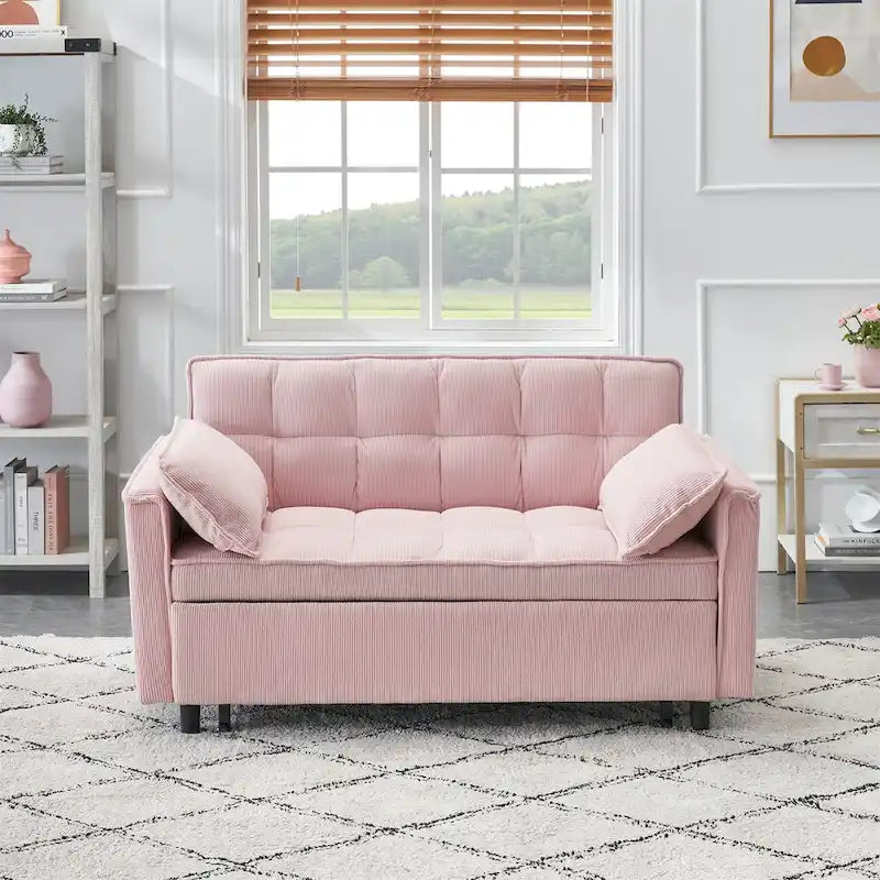 Corduroy Sofa Bed with Adjustable Back