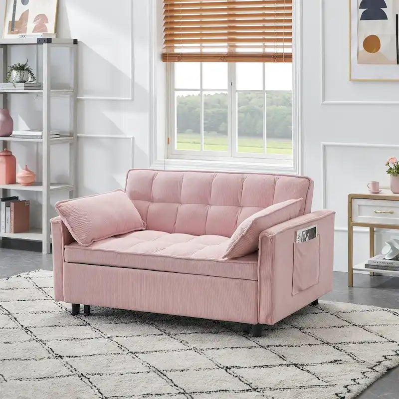 Corduroy Sofa Bed with Adjustable Back