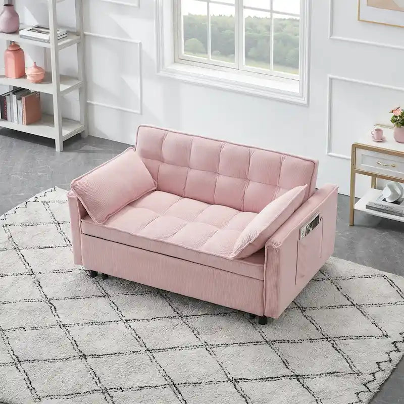 Corduroy Sofa Bed with Adjustable Back