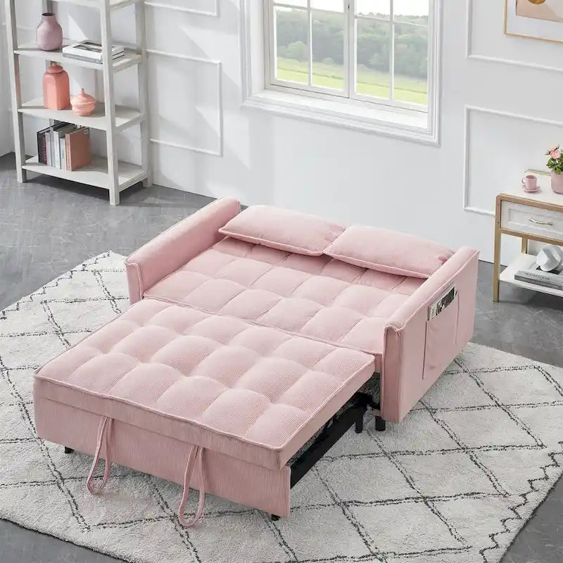Corduroy Sofa Bed with Adjustable Back