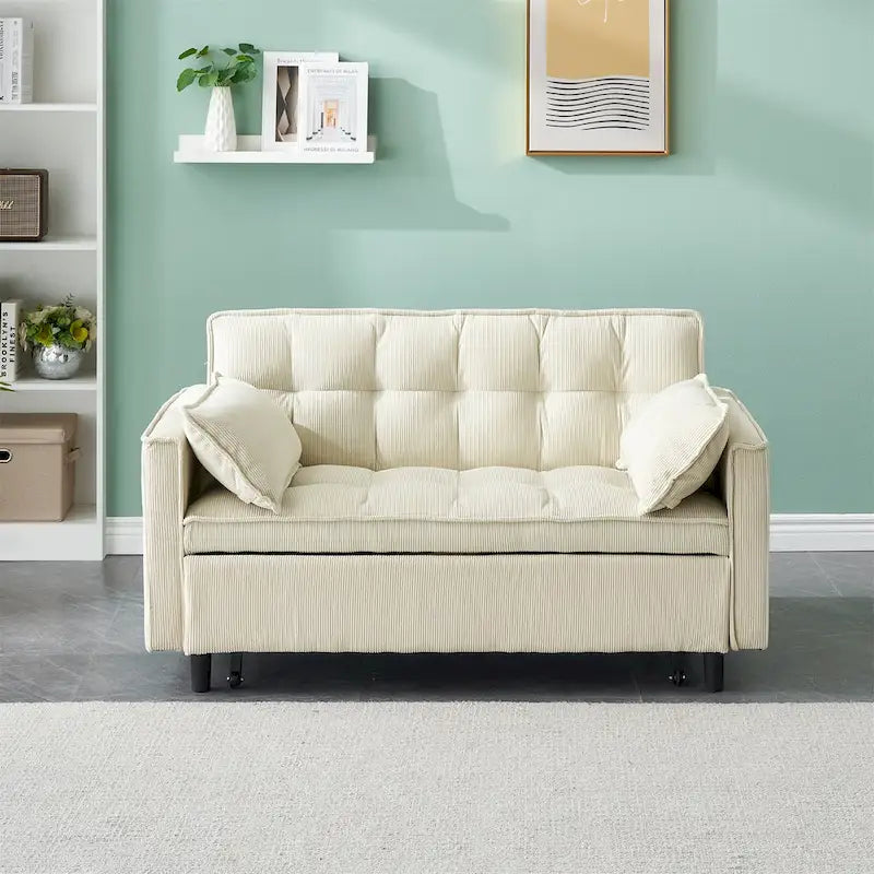Corduroy Sofa Bed with Adjustable Back