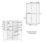 Freestanding Kitchen Pantry Cabinet with 2 Drawers, 2 Adjustable Shelves & 8 Door Shelves, 40.2x20x71.3 Inch