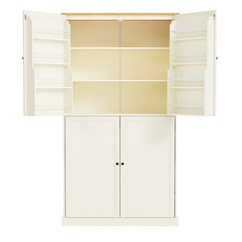 Freestanding Kitchen Pantry Cabinet with 2 Drawers, 2 Adjustable Shelves & 8 Door Shelves, 40.2x20x71.3 Inch