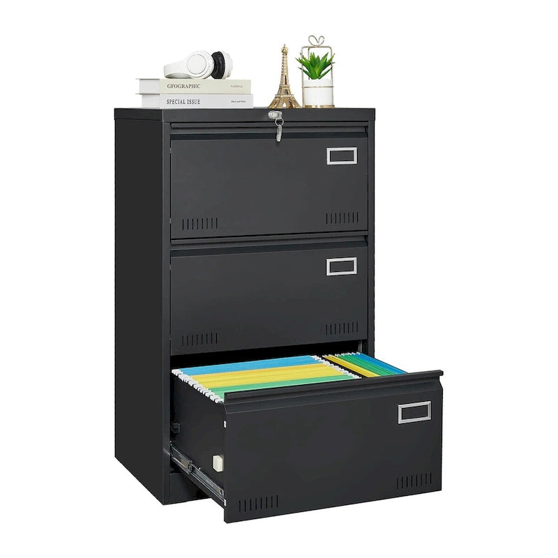 Metall-Aktenschrank mit 3 Schubladen und Schloss