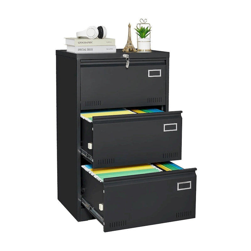 Metall-Aktenschrank mit 3 Schubladen und Schloss