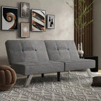 Convertible Folding Futon Sofa Bed with Linen Upholstery