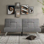 Convertible Folding Futon Sofa Bed with Linen Upholstery