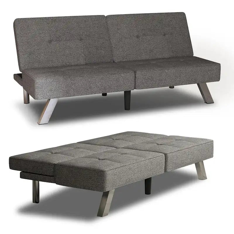 Convertible Folding Futon Sofa Bed with Linen Upholstery