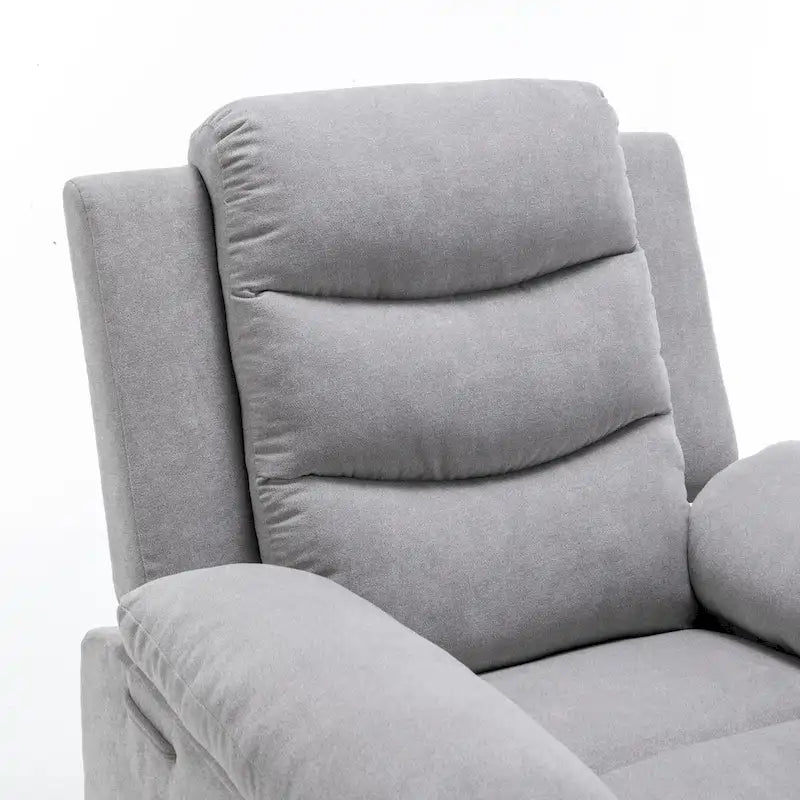 Light Gray Velvet Power Recliner Chair with Heat and Massage
