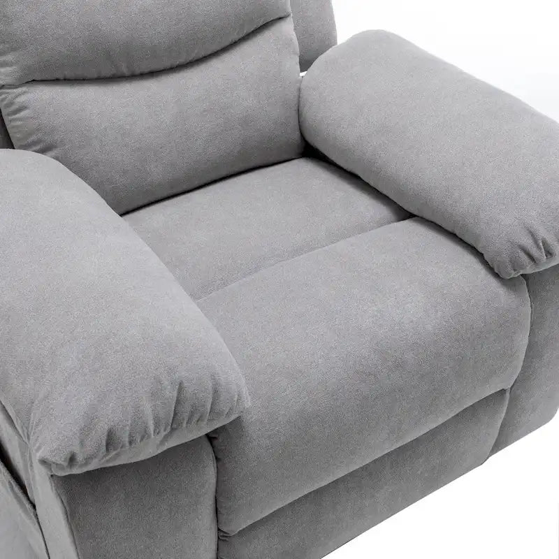 Light Gray Velvet Power Recliner Chair with Heat and Massage