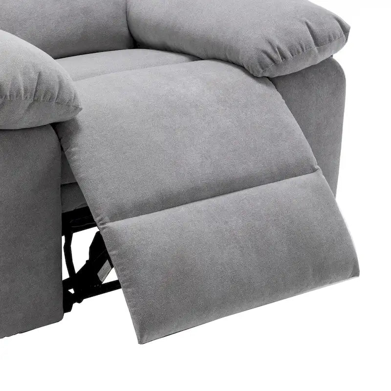 Light Gray Velvet Power Recliner Chair with Heat and Massage