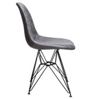 Cool Gray Leatherette Upholstered Dining Side Chair with Black Steel Legs