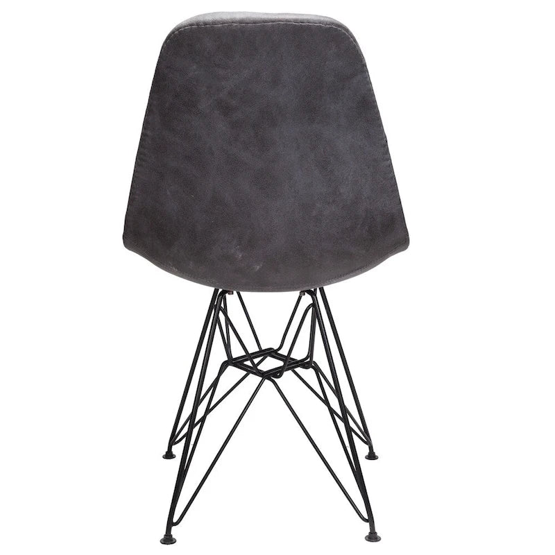 Cool Gray Leatherette Upholstered Dining Side Chair with Black Steel Legs