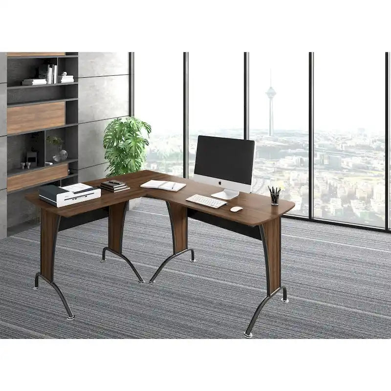 L-Shaped or Inline Computer Desk with Keyboard Tray