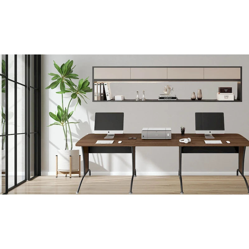 L-Shaped or Inline Computer Desk with Keyboard Tray