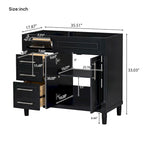 36-Inch Bathroom Vanity Cabinet with Drawers and Adjustable Shelf, No Sink