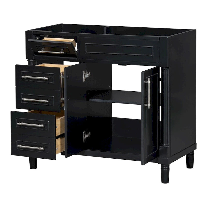 36-Inch Bathroom Vanity Cabinet with Drawers and Adjustable Shelf, No Sink