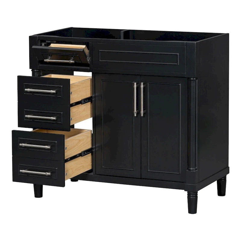 36-Inch Bathroom Vanity Cabinet with Drawers and Adjustable Shelf, No Sink