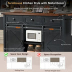 53.7" Farmhouse Kitchen Island with Power Outlet