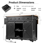 53.7" Farmhouse Kitchen Island with Power Outlet