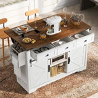 53.7" Farmhouse Kitchen Island with Power Outlet