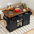 53.7" Farmhouse Kitchen Island with Power Outlet