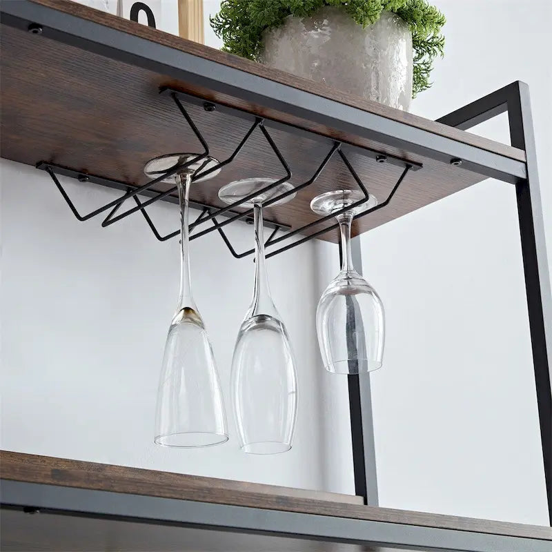 3-Tier Buffet Cabinet with LED Strip and Glass Holder