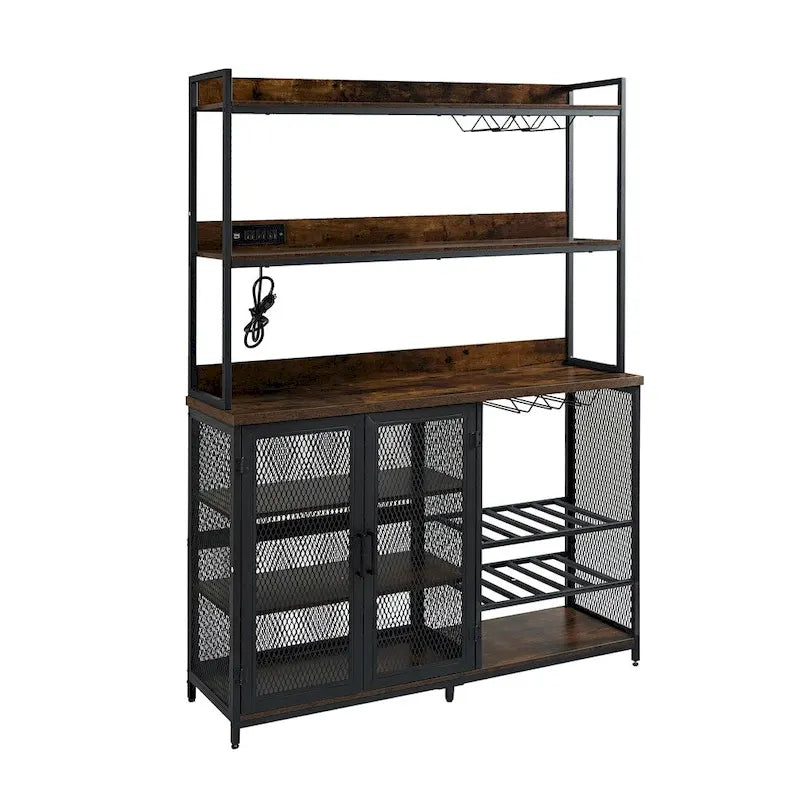 3-Tier Buffet Cabinet with LED Strip and Glass Holder