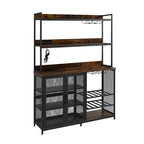 3-Tier Buffet Cabinet with LED Strip and Glass Holder