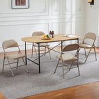 Padded Folding Chairs Set of 2, PU Leather Metal Frame Foldable Chairs for Home, Office & Events