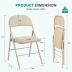 Padded Folding Chairs Set of 2, PU Leather Metal Frame Foldable Chairs for Home, Office & Events